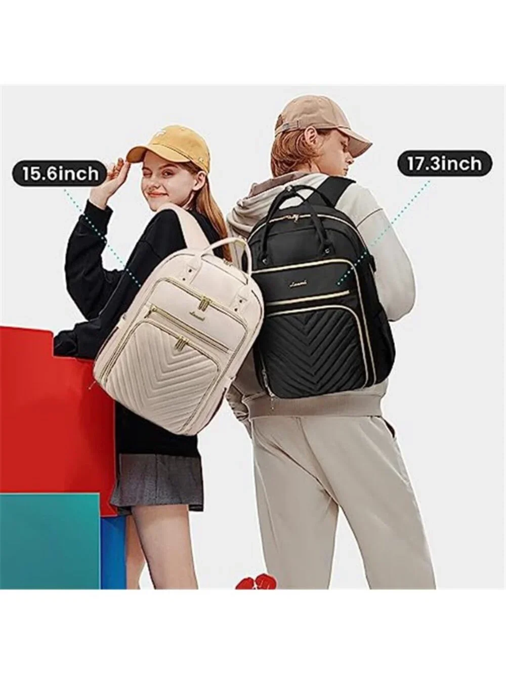 Laptop Backpack 15.6 Inch Travel Work Bag USB Charging Large Capacity 16 Pocket